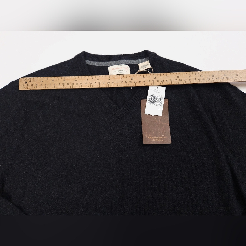 Weatherproof Men's Charcoal Cotton Cashmere V-Neck Pullover Sweater Large NWT - Picture 5 of 11